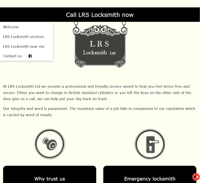 LRS Locksmith webpage
